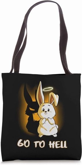 Funny Hell Bunny Holy Rabbit Halo Rodent Tote Bag