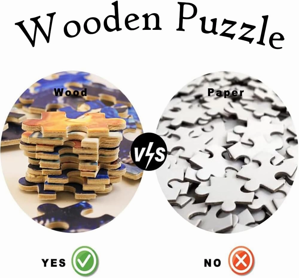 Funny Wooden Puzzle - Jigsaw Puzzle 500 Piece Wooden Puzzle Grassland Running Horses Picture Family Decorations, Unique Birthday Present Suitable for Adults