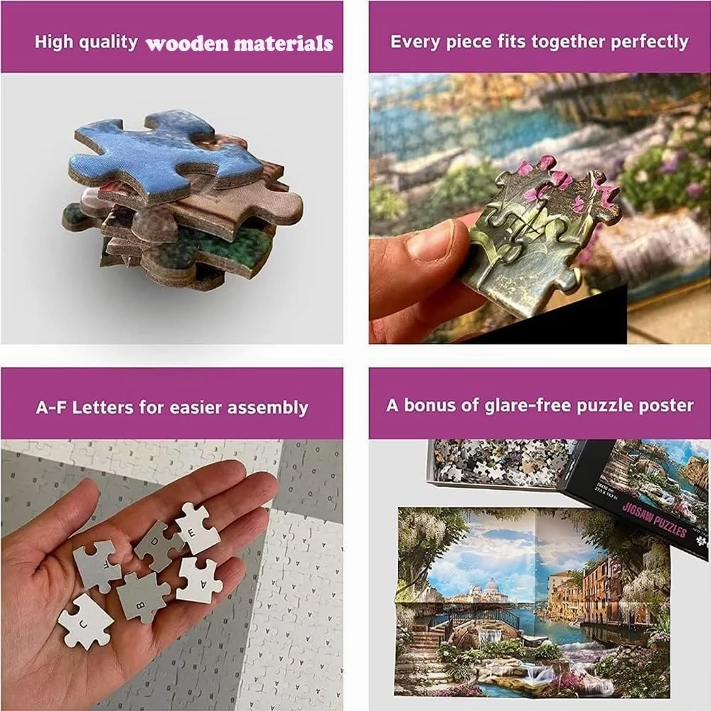 Funny Wooden Puzzle - Jigsaw Puzzle 500 Piece Wooden Puzzle Grassland Running Horses Picture Family Decorations, Unique Birthday Present Suitable for Adults