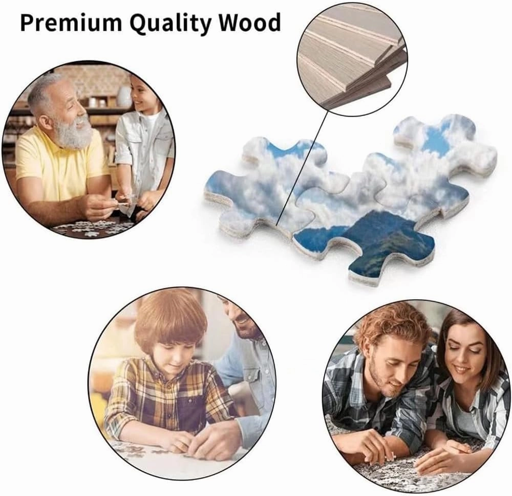 Funny Wooden Puzzle - Jigsaw Puzzle 500 Piece Wooden Puzzle Grassland Running Horses Picture Family Decorations, Unique Birthday Present Suitable for Adults