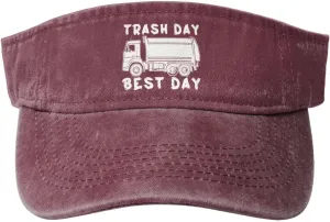 Garbage Day is The Best Day Visor Sun Protection Mesh Sun Hat Golf Outdoor Sports for Women Men Red