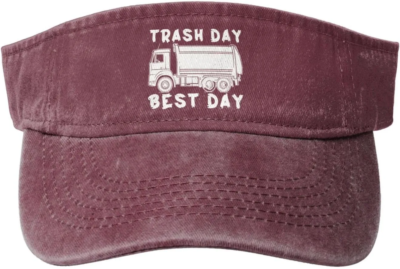 Garbage Day is The Best Day Visor Sun Protection Mesh Sun Hat Golf Outdoor Sports for Women Men Red