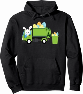 Garbage Truck Easter Bunny Egg Hunt Toddler Kids Boys Girls Pullover Hoodie