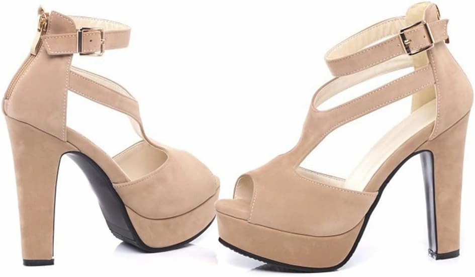 GATUXUS Women's Platform Chunky High Heels Sandals Open Toe Ankle Strap Sexy Dress Sandals Pumps Summer Shoes