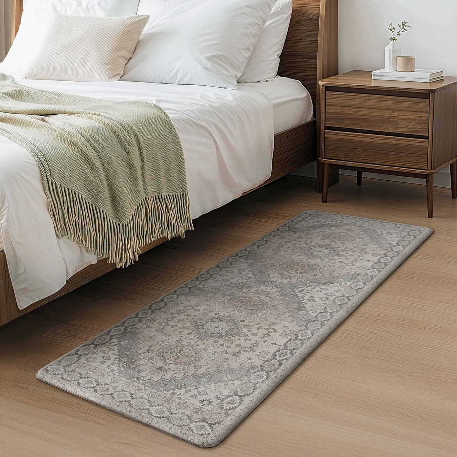 GENIMO Kitchen Mats for Floor, 2PCS Kitchen Rugs Non Slip Washable, Waterproof Anti Fatigue Mat, Comfort Standing Runner Rug for Sink, Office, Laundry, Home, 17.3"x47" 17.3"x30", Brown