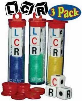 George & Company LLC LCR Dice Game Set Bundle (Left Right Center) - 3 Pack Assorted Colors