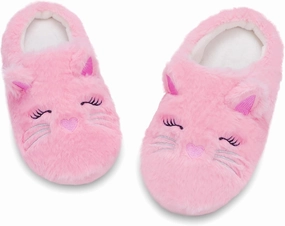 Girls Cute Animal Slippers for Toddler Kids Fuzzy Slip-on House Shoes Warm Fluffy Plush Indoor Home Slippers