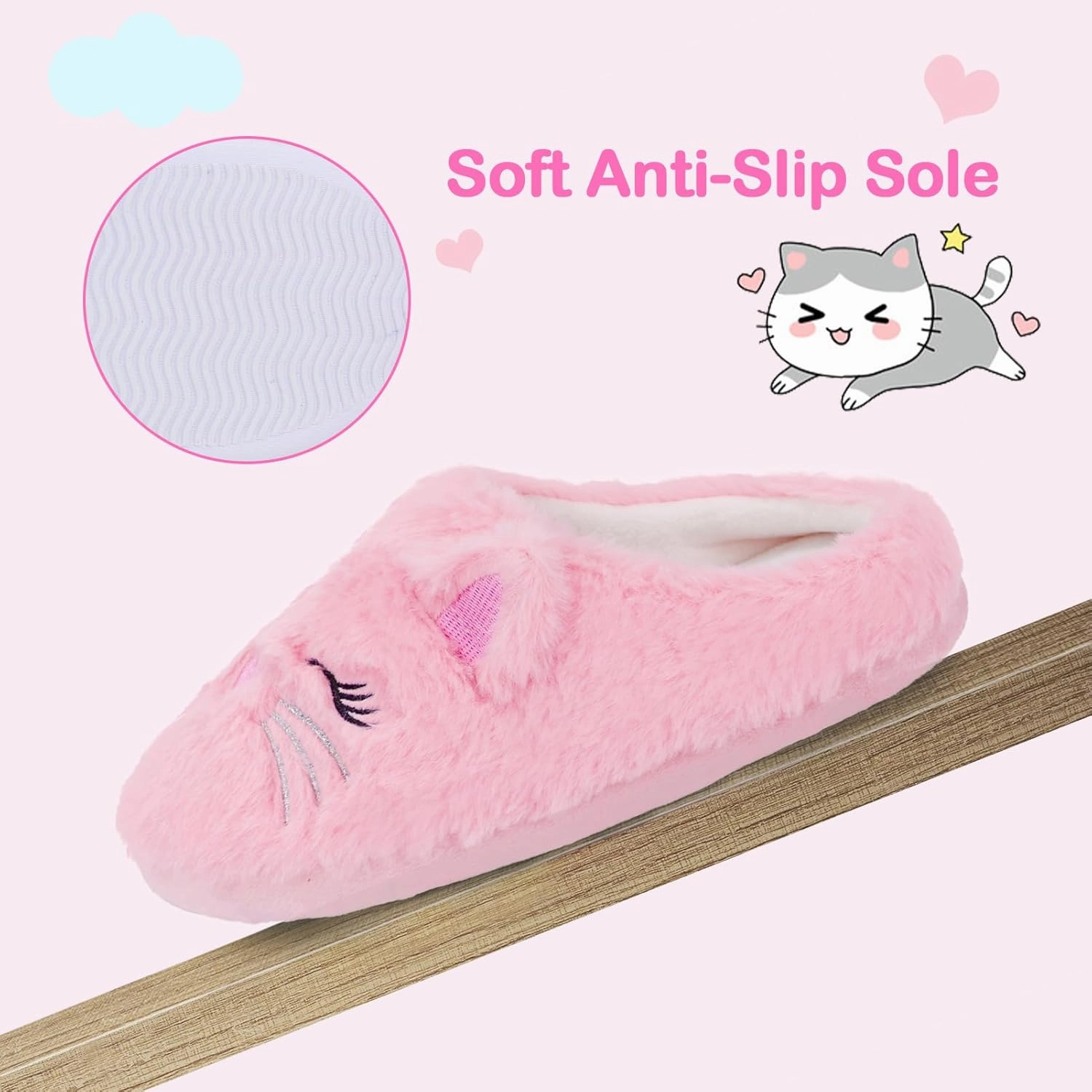 Girls Cute Animal Slippers for Toddler Kids Fuzzy Slip-on House Shoes Warm Fluffy Plush Indoor Home Slippers