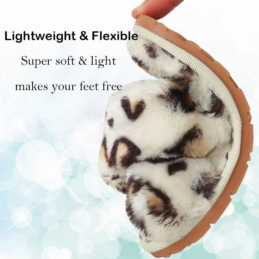 Girls Fluffy Cute Fuzzy Slippers - Open Toe Warm Fur Slides Cross Band Plush Slip on House Indoor Slippers