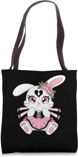 Gothic Bunny Rose Lace Corset Pastel Goth Lolita Tote Bag