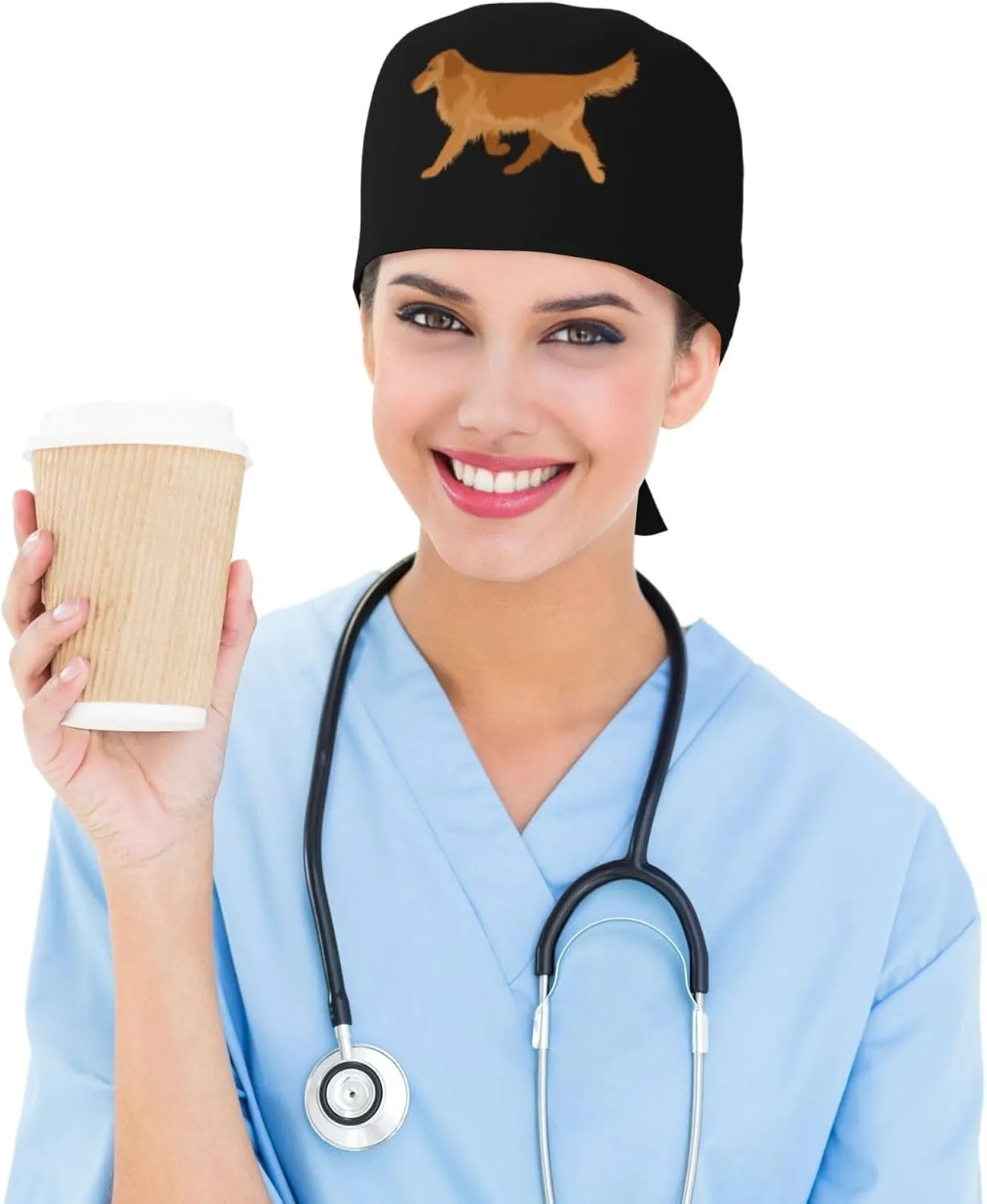Gudetama Cute Adjustable Working Cap Scrub Hat Sweatband, Fashional Bandage Tie Back Nurse Head Cover for Women & Men