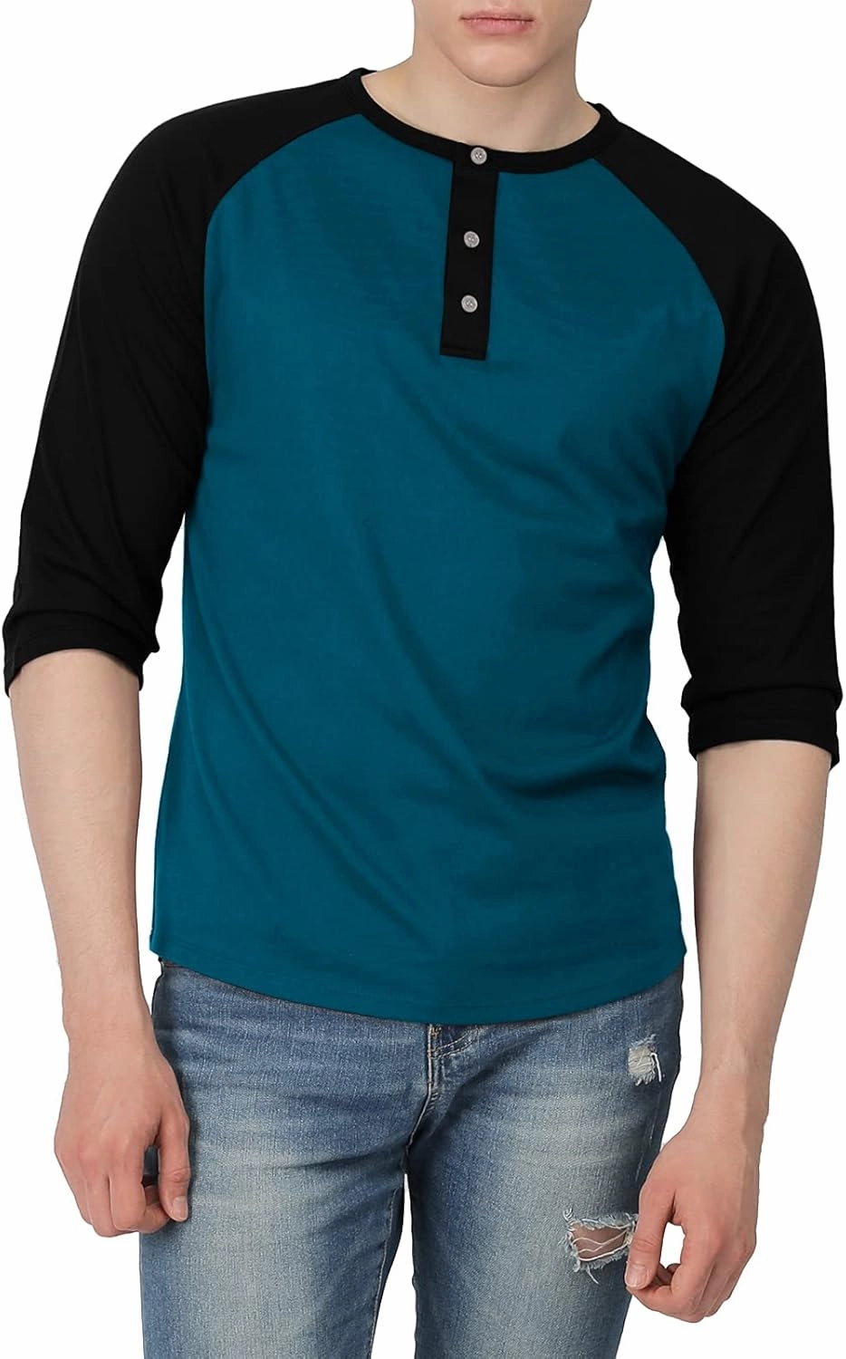 H2H Mens Casual Slim Fit T-Shirts Henley Shirts Raglan Long & 3/4 Sleeve Jersey Baseball T Shirts