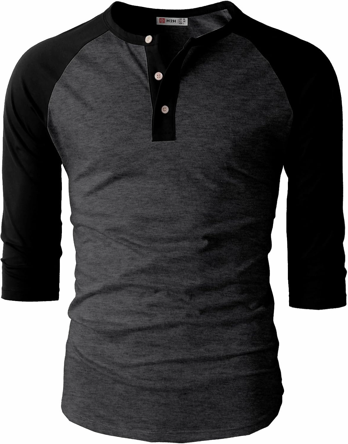 H2H Mens Casual Slim Fit T-Shirts Henley Shirts Raglan Long & 3/4 Sleeve Jersey Baseball T Shirts