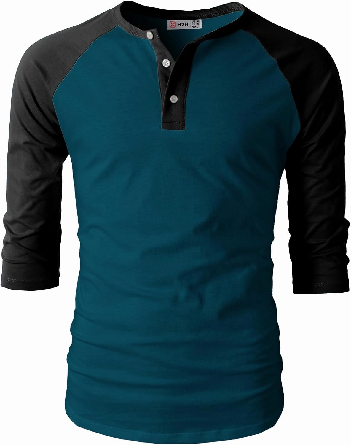H2H Mens Casual Slim Fit T-Shirts Henley Shirts Raglan Long & 3/4 Sleeve Jersey Baseball T Shirts