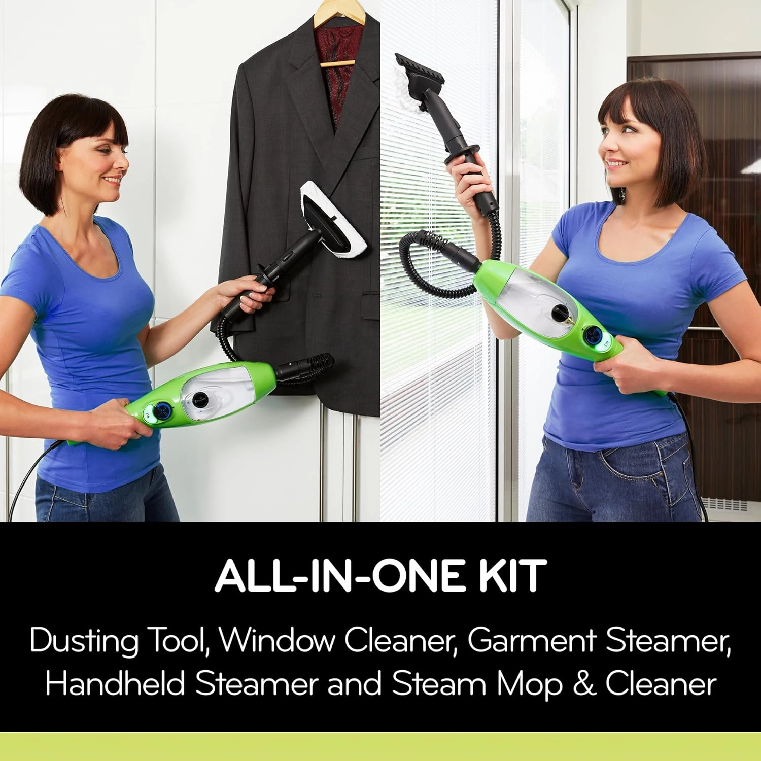 H2O 5-in-1 Multi-Purpose, Handheld Steam Cleaner, Adjustable Height, Removable Tank, Large Capacity, Rapid Heat Up, Steam Control, Lightweight, High Pressure