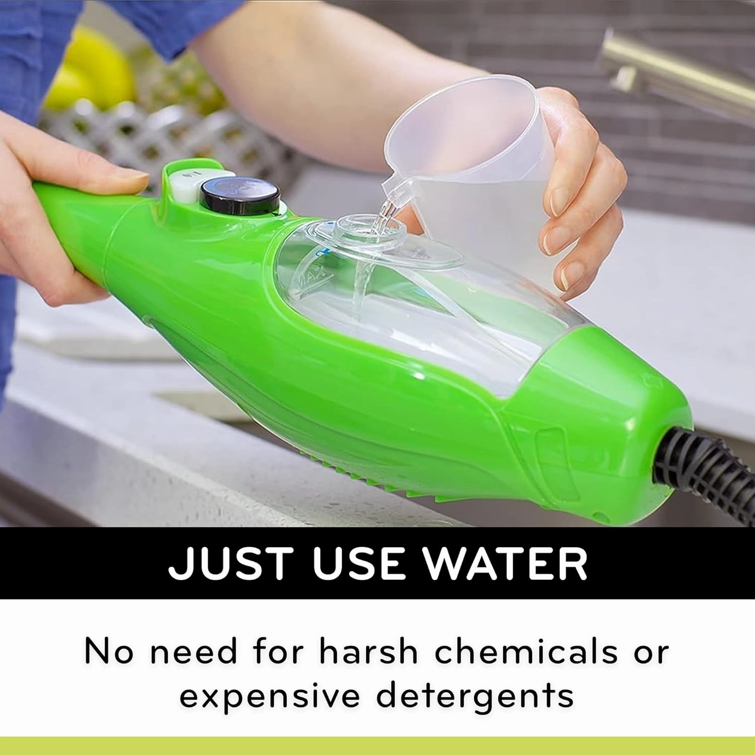 H2O 5-in-1 Multi-Purpose, Handheld Steam Cleaner, Adjustable Height, Removable Tank, Large Capacity, Rapid Heat Up, Steam Control, Lightweight, High Pressure