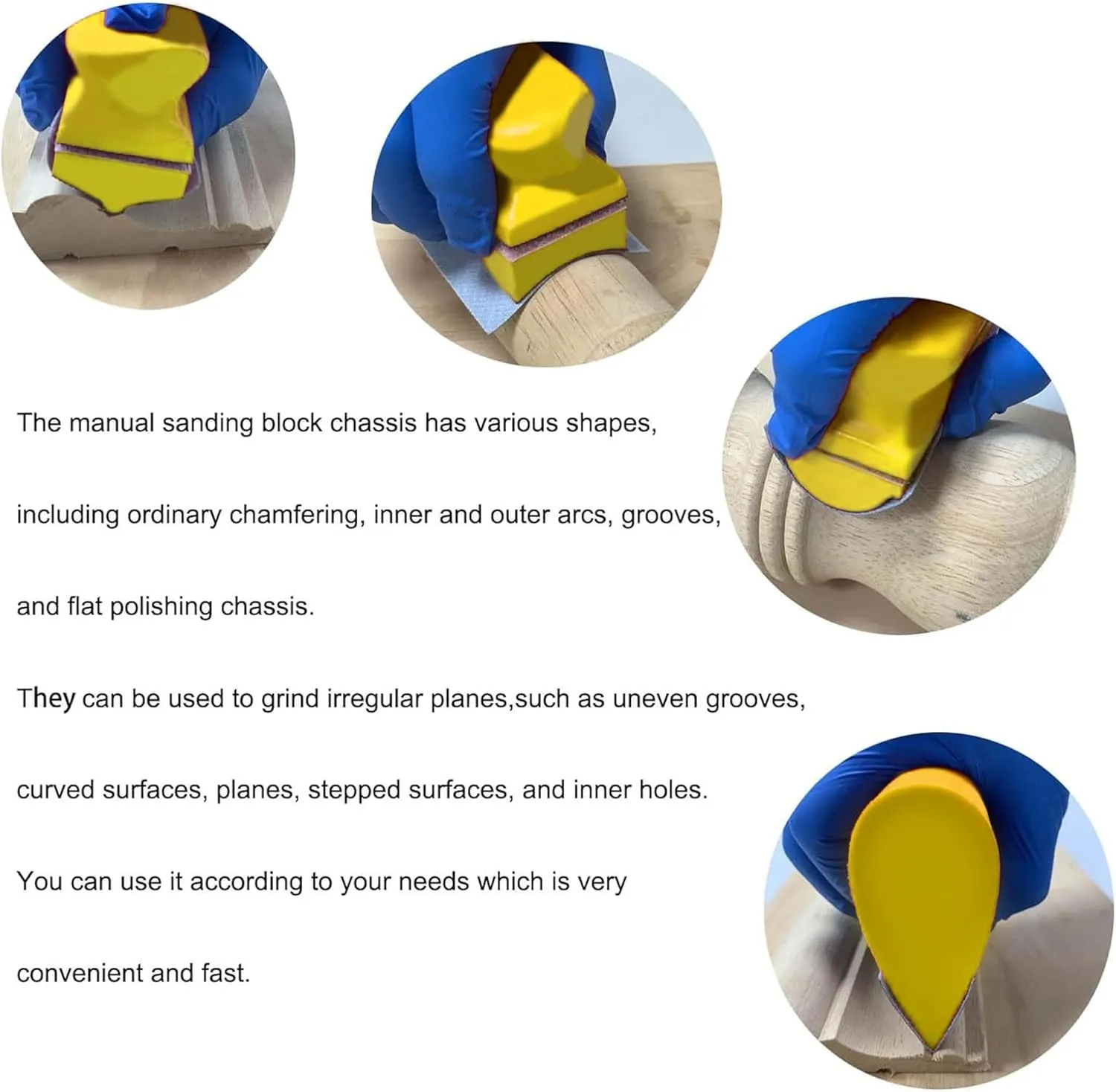 Hand Sanding Block Set of 16,Interchangeable Assorted Contoured Profile Sanding Pad Kit,Hook and Loop Abrasive Sanding Chassis for Sand Wood Furniture, Auto Paint and Crafts,Yellow