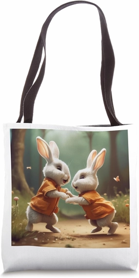 HAPPY BUNNIES AUTHENTIC CUTE ANIMALS ART COLLECTION Tote Bag