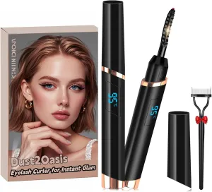 Heated Eyelash Curler, Electric Eyelash Curler, Rechargeable Lash Curler with Eyelash Comb for Makeup Natural Curling Eye Lashes and 24 Hours Long Lasting - Black 2024 Updated Model