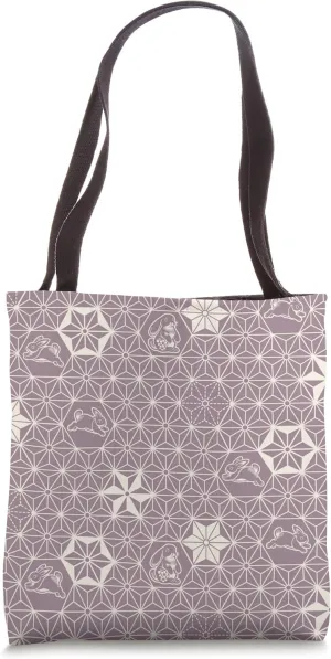 Holland Lop Rabbit Cute Traditional Japanese Pattern Purple Tote Bag