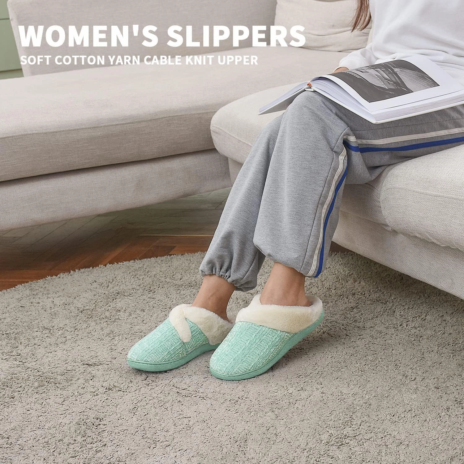 Homitem Fuzzy Slippers for Women Indoor and Outdoor Fluffy Bedroom House Shoes with Arch Support Memory Foam Winter Warm Ladeis Cute Comfy Cozy