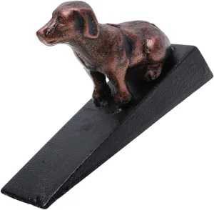 HOMSFOU Door Stopper Dog Statue Cast Iron Safety Door Wedge for Home Decor Compact Wall Protector Skid Design for Indoor Use Dog Figurine