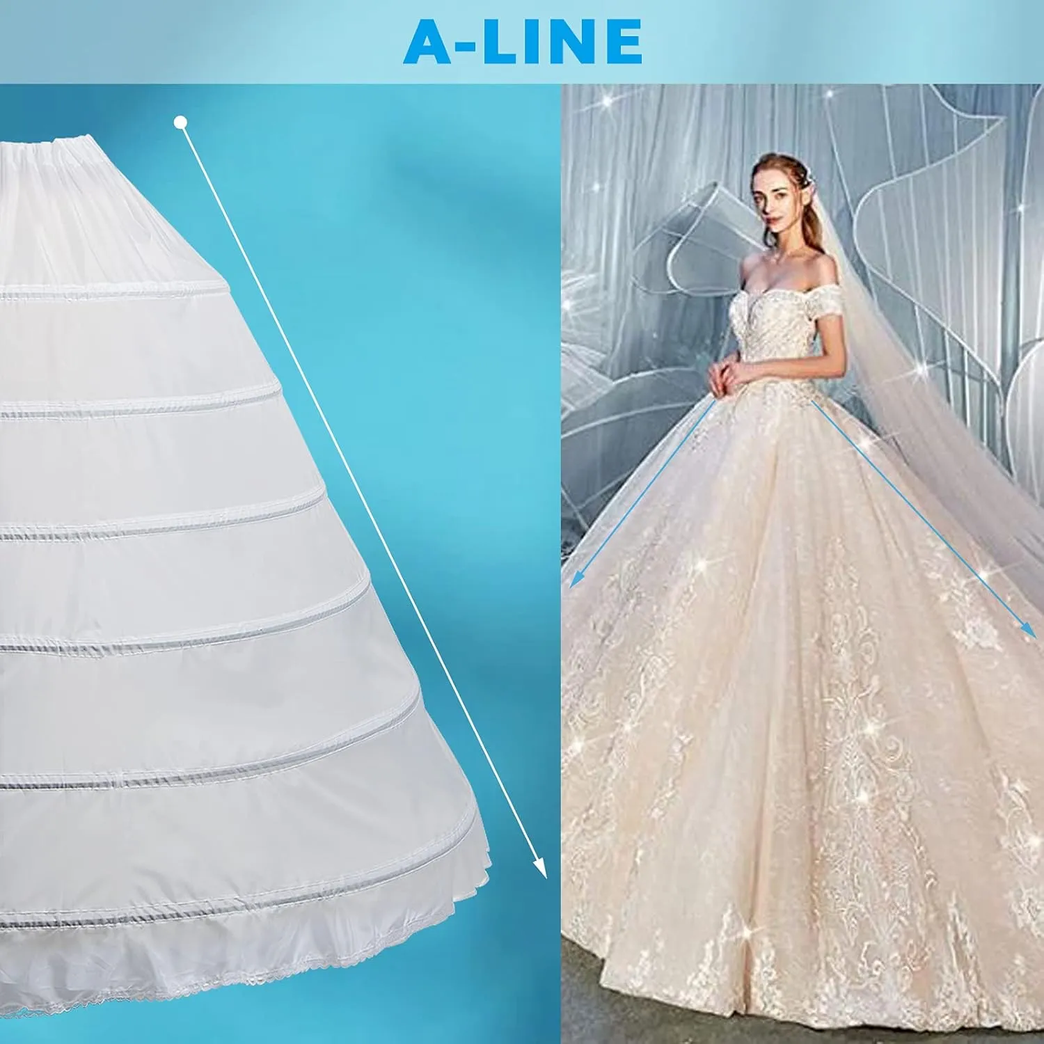 Hoop Skirt for Women Crinoline Petticoat half Slips Ball Gown Underskirt for Wedding Bridal Dress