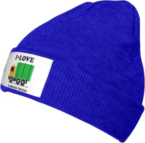 I Love Garbage Trucks Print Knitted Beanie Hat for Winter Warm Hat Simple Windproof Trendy Winter Hat