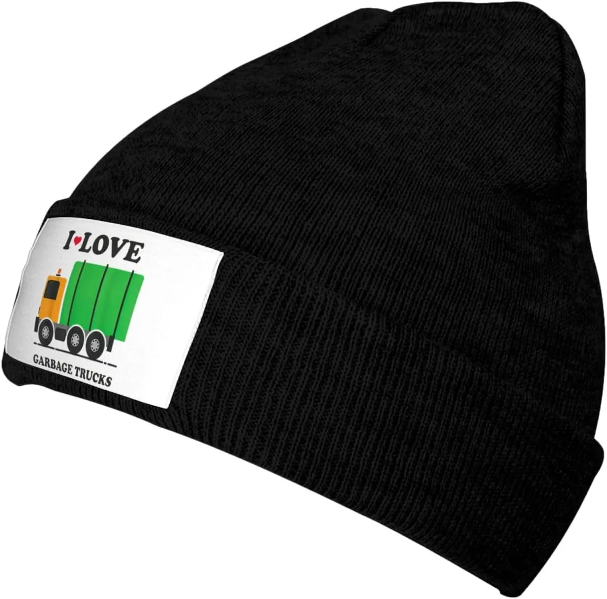 I Love Garbage Trucks Print Knitted Beanie Hat for Winter Warm Hat Simple Windproof Trendy Winter Hat