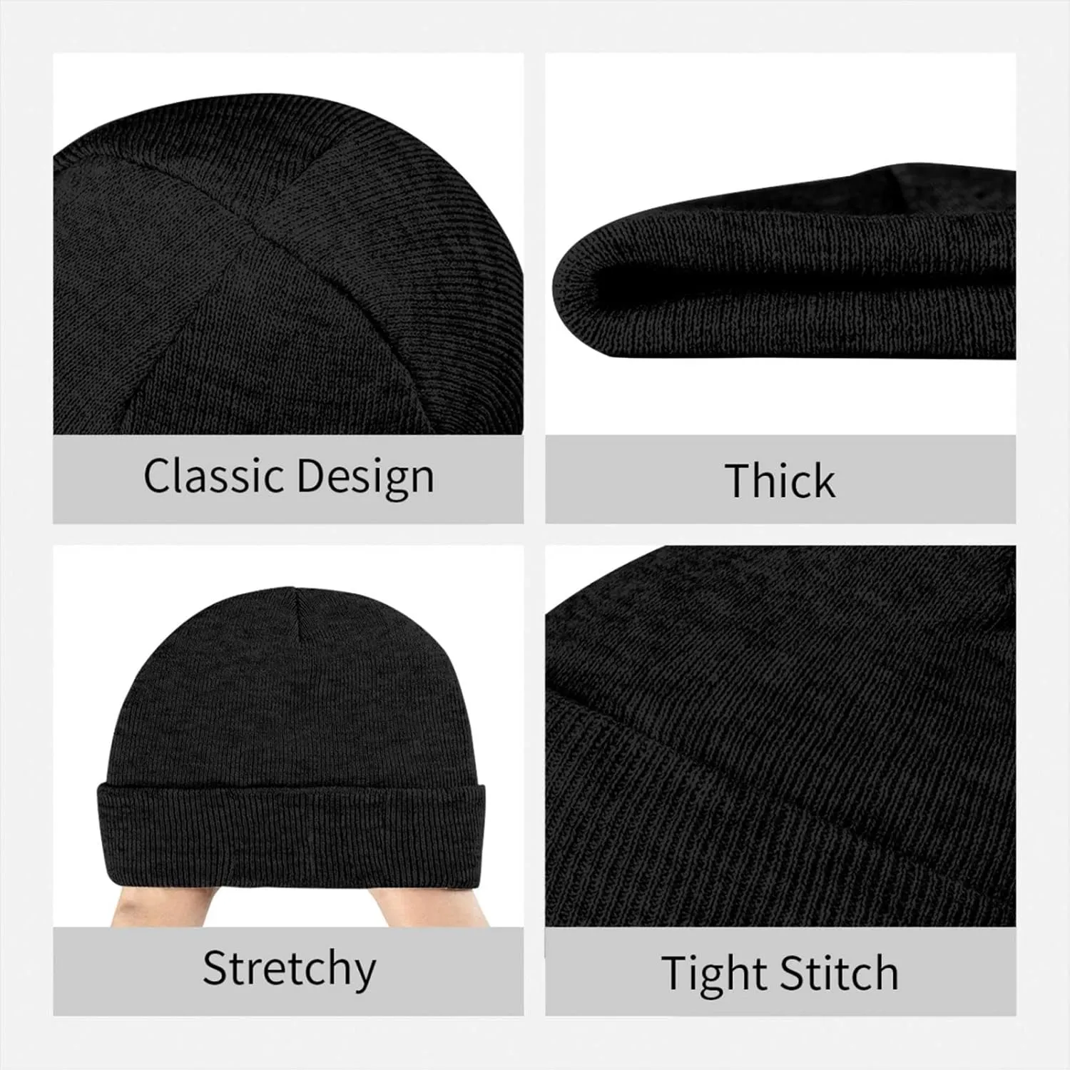 I Love Garbage Trucks Print Knitted Beanie Hat for Winter Warm Hat Simple Windproof Trendy Winter Hat