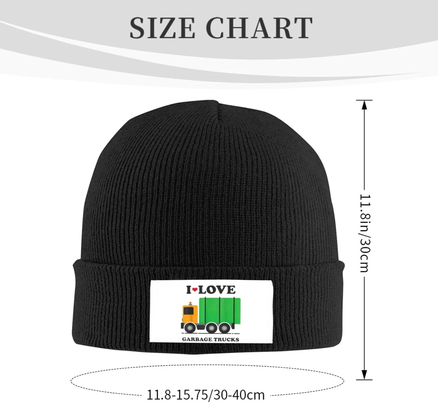 I Love Garbage Trucks Print Knitted Beanie Hat for Winter Warm Hat Simple Windproof Trendy Winter Hat