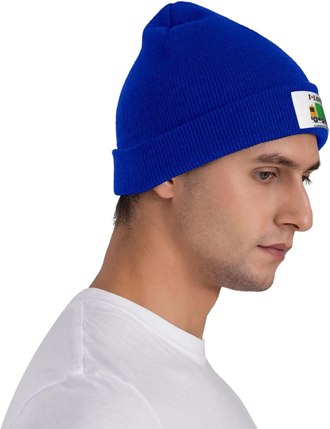 I Love Garbage Trucks Print Knitted Beanie Hat for Winter Warm Hat Simple Windproof Trendy Winter Hat