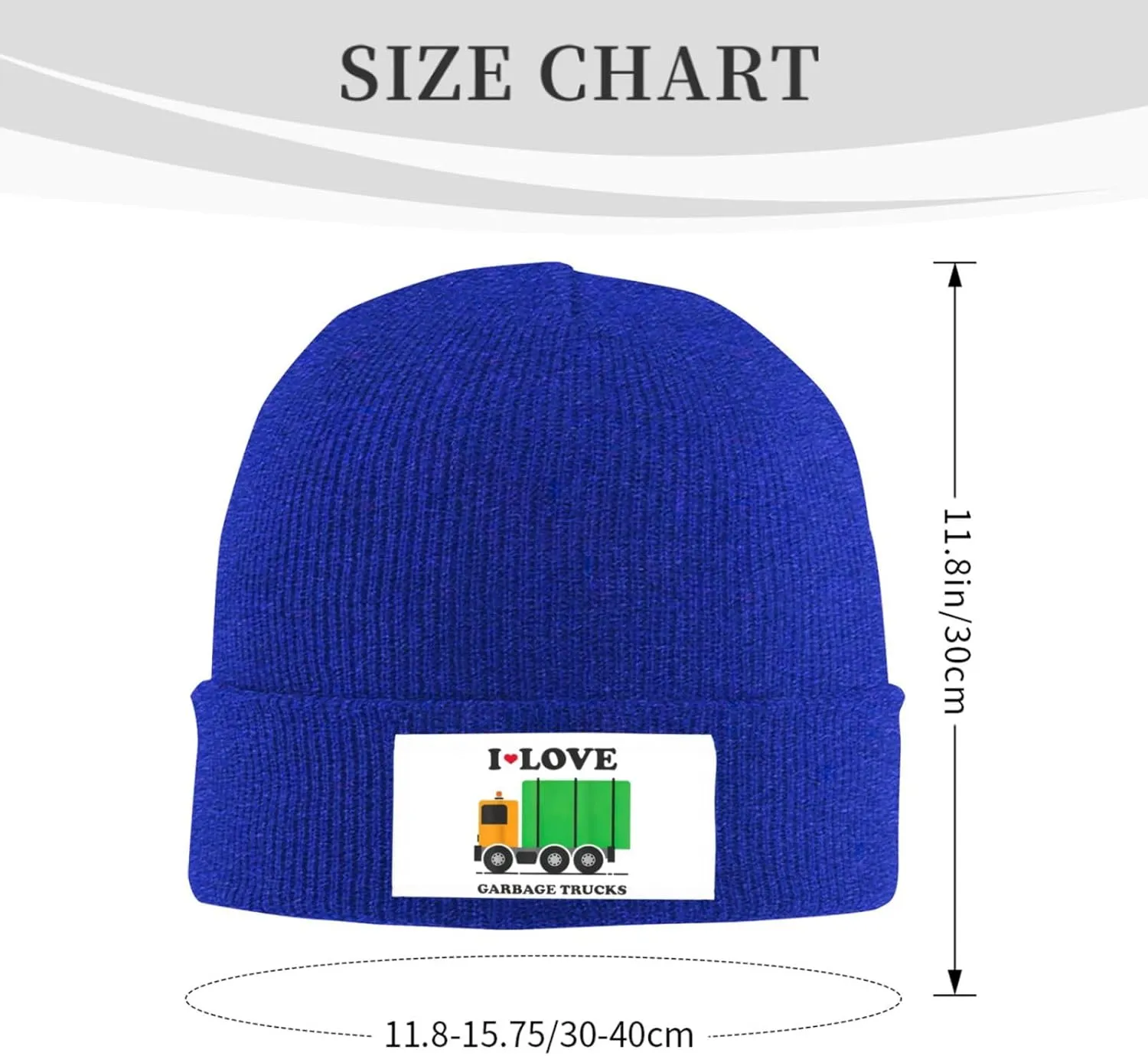 I Love Garbage Trucks Print Knitted Beanie Hat for Winter Warm Hat Simple Windproof Trendy Winter Hat
