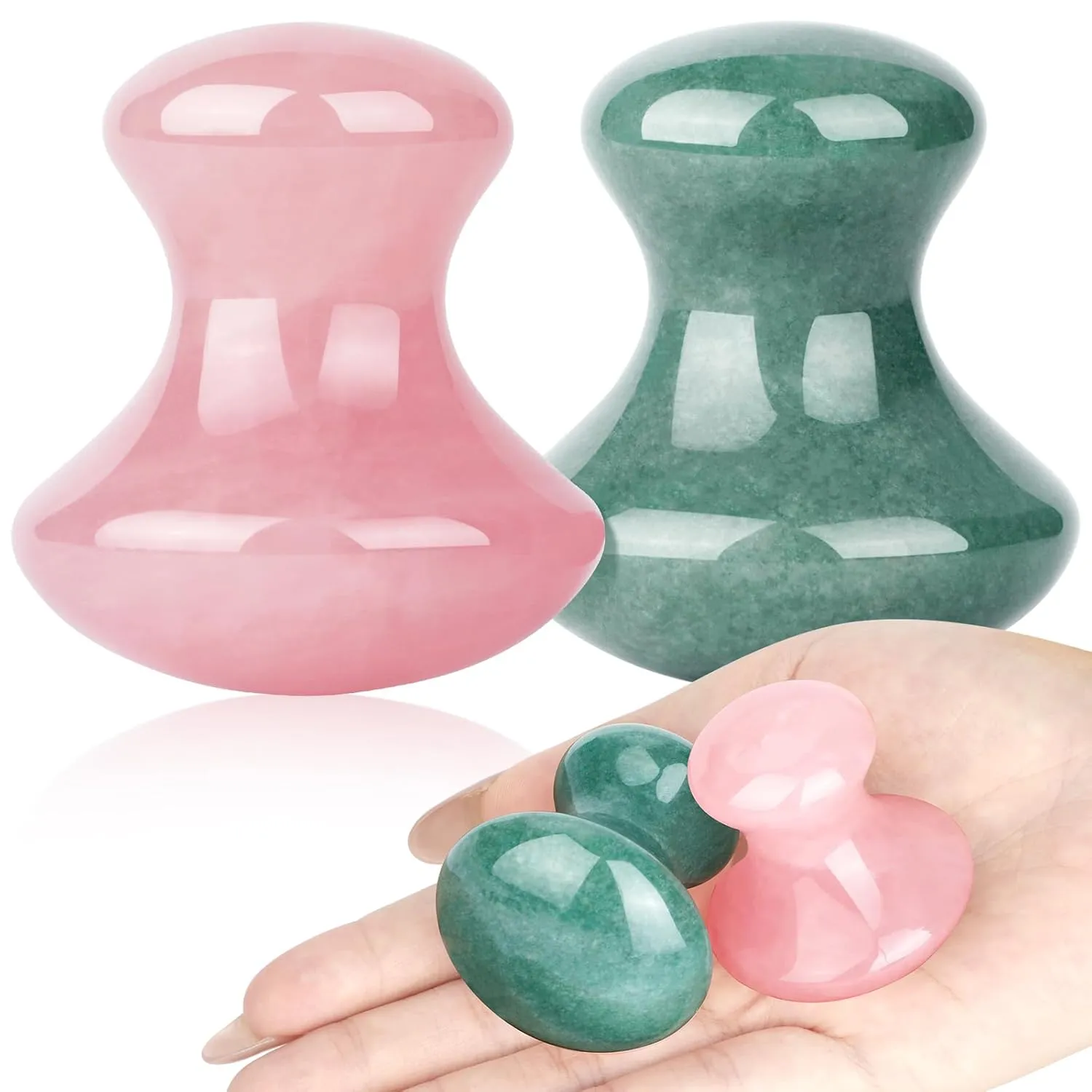 ideayard Gua sha Stone 2Pcs Jade Eye Massage Facial Tool Smooth Cute Shaped Scraping for Women SPA Lift Remove Wrinkles Skin Care Gift