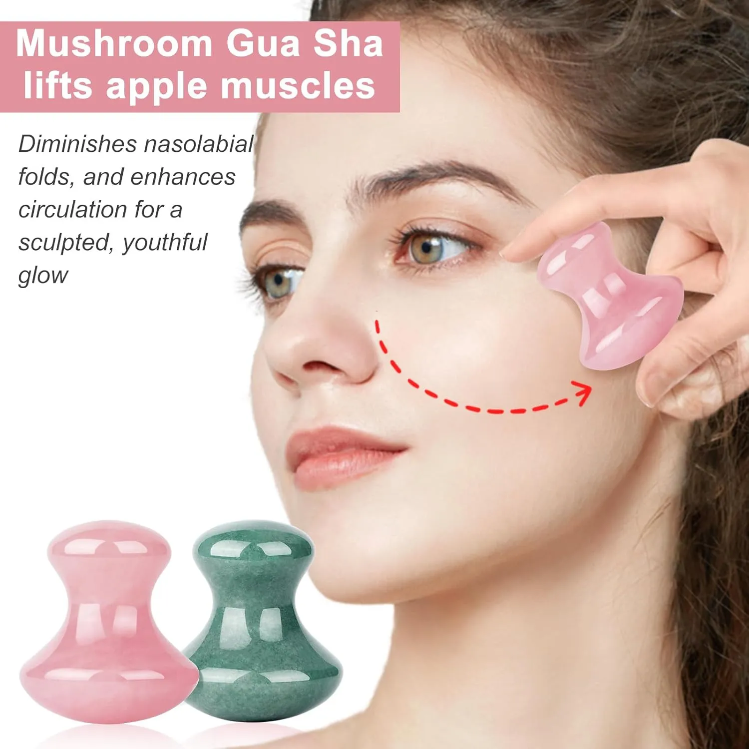 ideayard Gua sha Stone 2Pcs Jade Eye Massage Facial Tool Smooth Cute Shaped Scraping for Women SPA Lift Remove Wrinkles Skin Care Gift