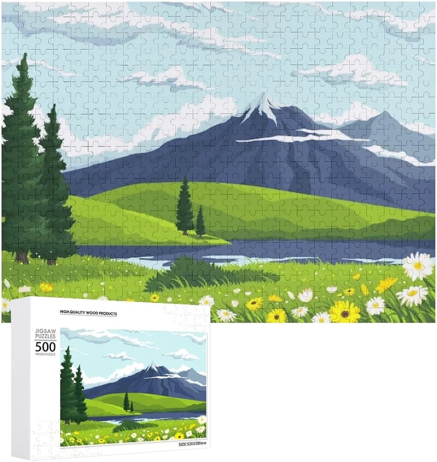 Impossible Jigsaw Puzzle for Adults，Scenic Alpine Meadow Landscape500 PCS，challenging