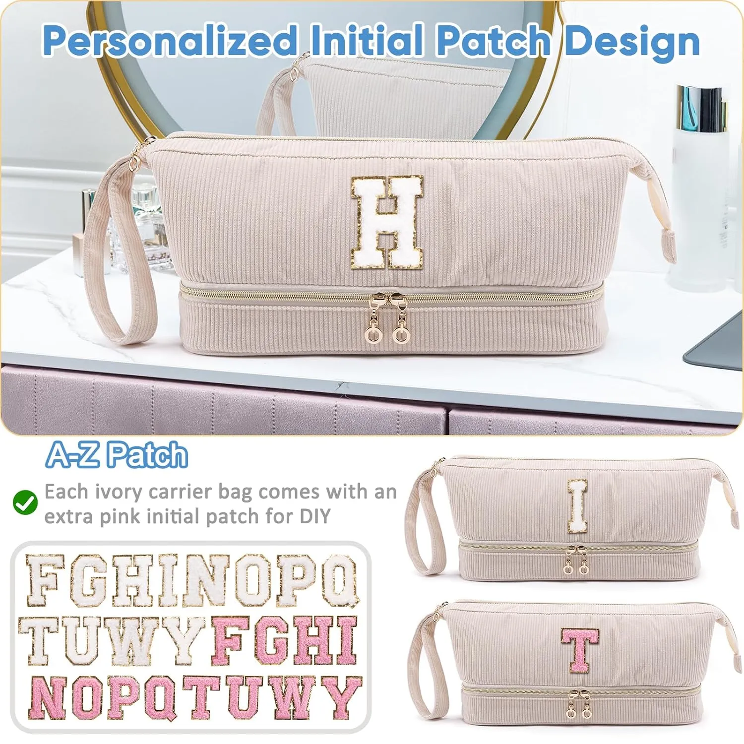 Initial Personalized Hair Dryer Case,Double-Layer Hair Tools Travel Carrying Case for Shark FlexStyle/SmoothStyle with Hair Dryer Bag - Hair Air Wrap Dryer Case Flat Curling Iron Travel Organizer