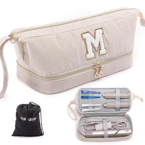 Initial Personalized Hair Dryer Case,Double-Layer Hair Tools Travel Carrying Case for Shark FlexStyle/SmoothStyle with Hair Dryer Bag - Hair Air Wrap Dryer Case Flat Curling Iron Travel Organizer