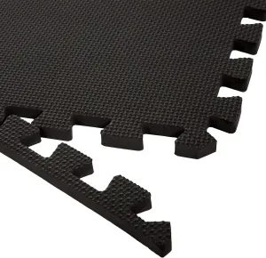 Interlocking EVA Foam Floor Tiles for Home Gym, Yoga Mat, Workout Equipment, or Child's Play Surface - Set of 6, (Black) by Stalwart