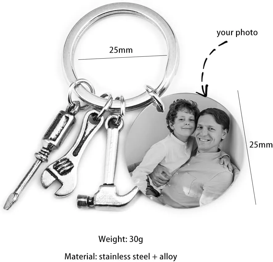 JewelOra Personalized Photo Keychains for Men Custom Name Keychain for Dad Father from Son Daughter Gift for Fathers Day