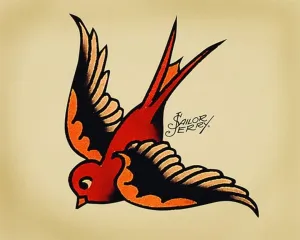 Jigsaw Puzzles 500 Pieces for Adults Puzzle Sailor Jerry Swallow Brain Exercise and Home Decor