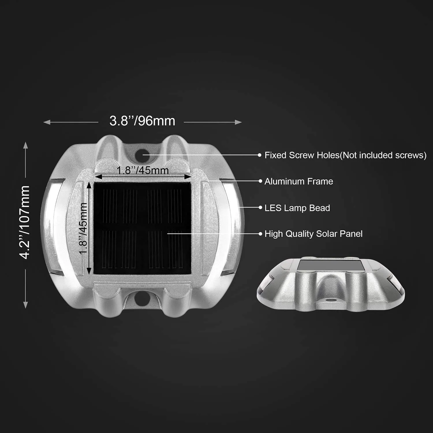 JIGUOOR Solar Deck Lights LED Driveway Lights Solar Powered Dock Light Outdoor IP68 Waterproof Road Markers for Step Sidewalk Stair Boat Garden Ground Pathway Yard (White, 6 Pack)