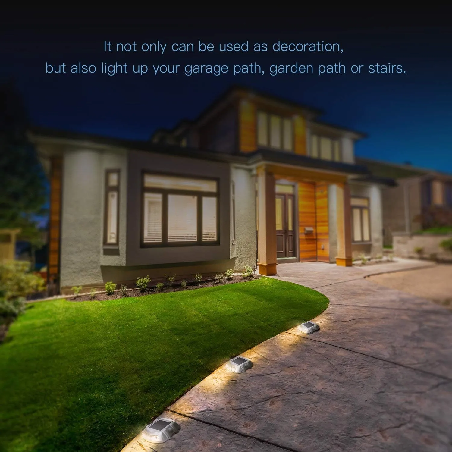JIGUOOR Solar Deck Lights LED Driveway Lights Solar Powered Dock Light Outdoor IP68 Waterproof Road Markers for Step Sidewalk Stair Boat Garden Ground Pathway Yard (Yellow, 14 Pack)