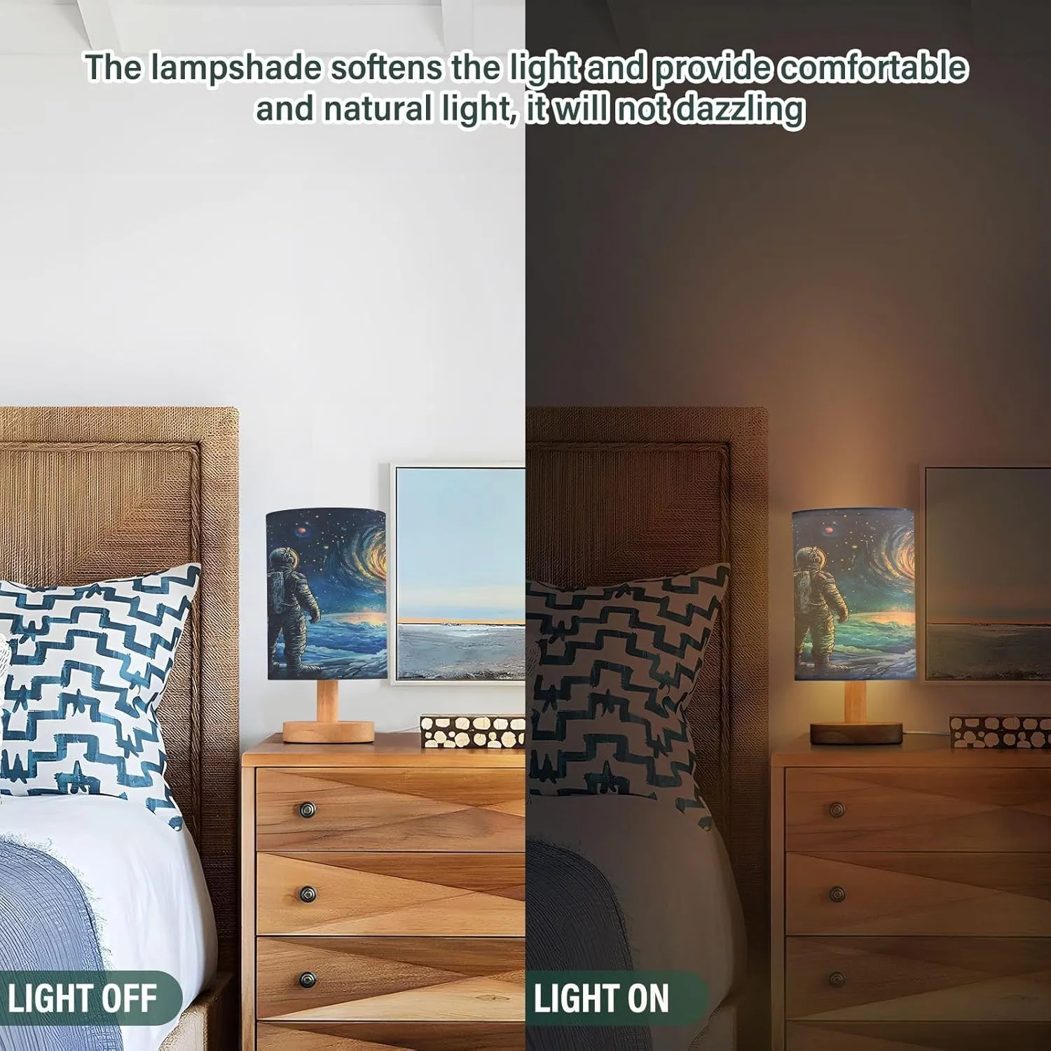 Joisal Astronaut Stars Space Table Light with USB Port Small Bedside Lamps, Bedroom Lamp