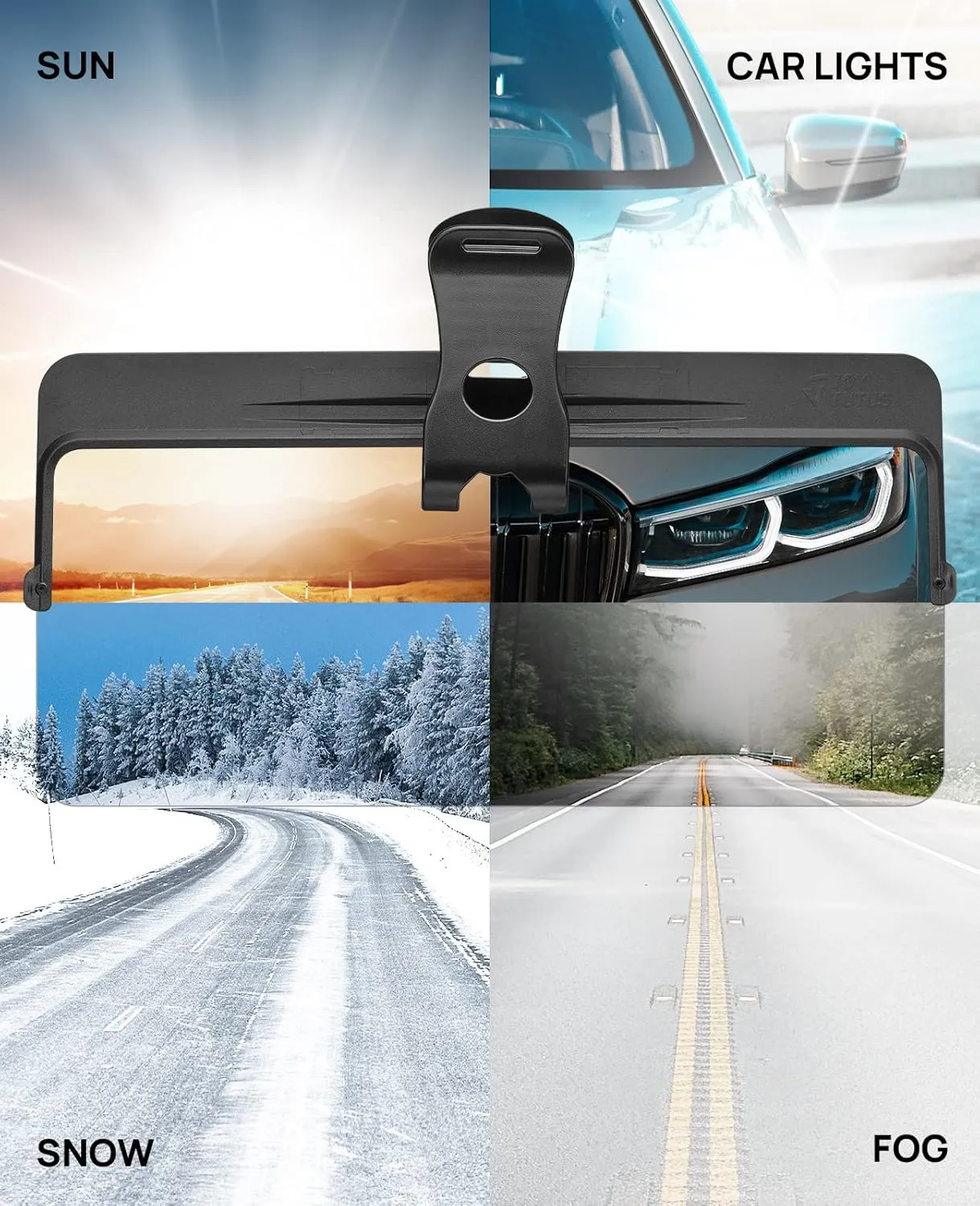 JOYTUTUS Sun Visor Extender for Car - Universal Anti-Glare Polarized UV400 Protection, Easy to Install, Safe Driving Extension for Glare/UV Ray/Stray Light