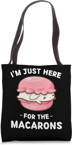 Kawaii Cute Bunny I'm Just Here For The Macarons Tote Bag