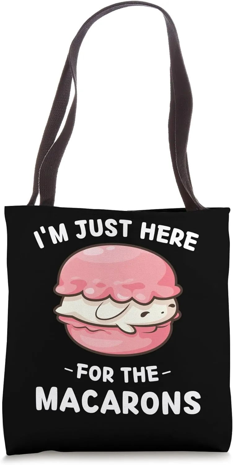 Kawaii Cute Bunny I'm Just Here For The Macarons Tote Bag