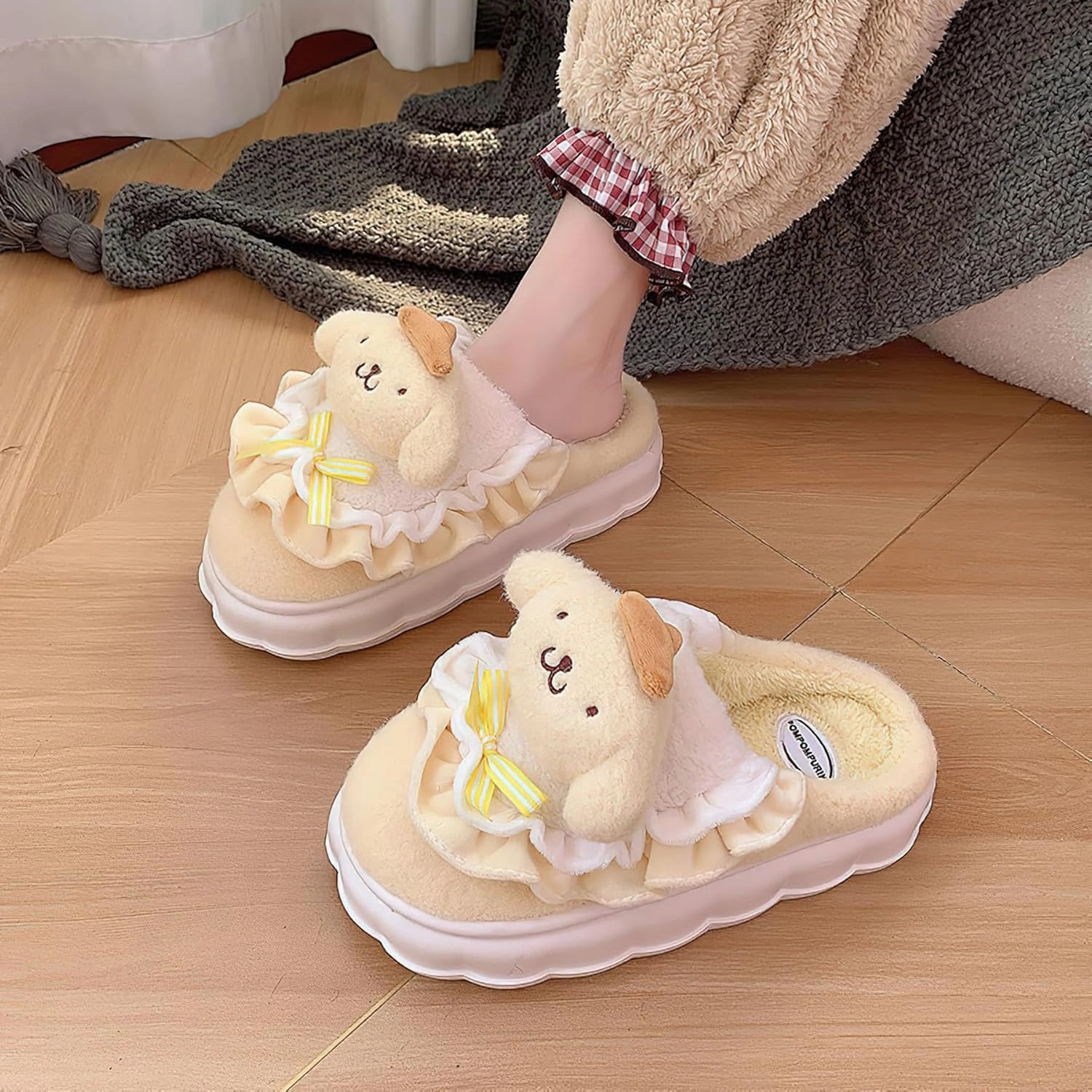 Kawaii Cotton Slippers - Cute Plush Women's Home Shoes