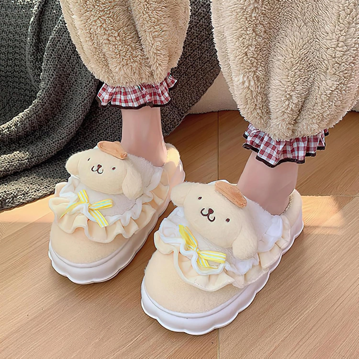 Kawaii Cotton Slippers - Cute Plush Women's Home Shoes