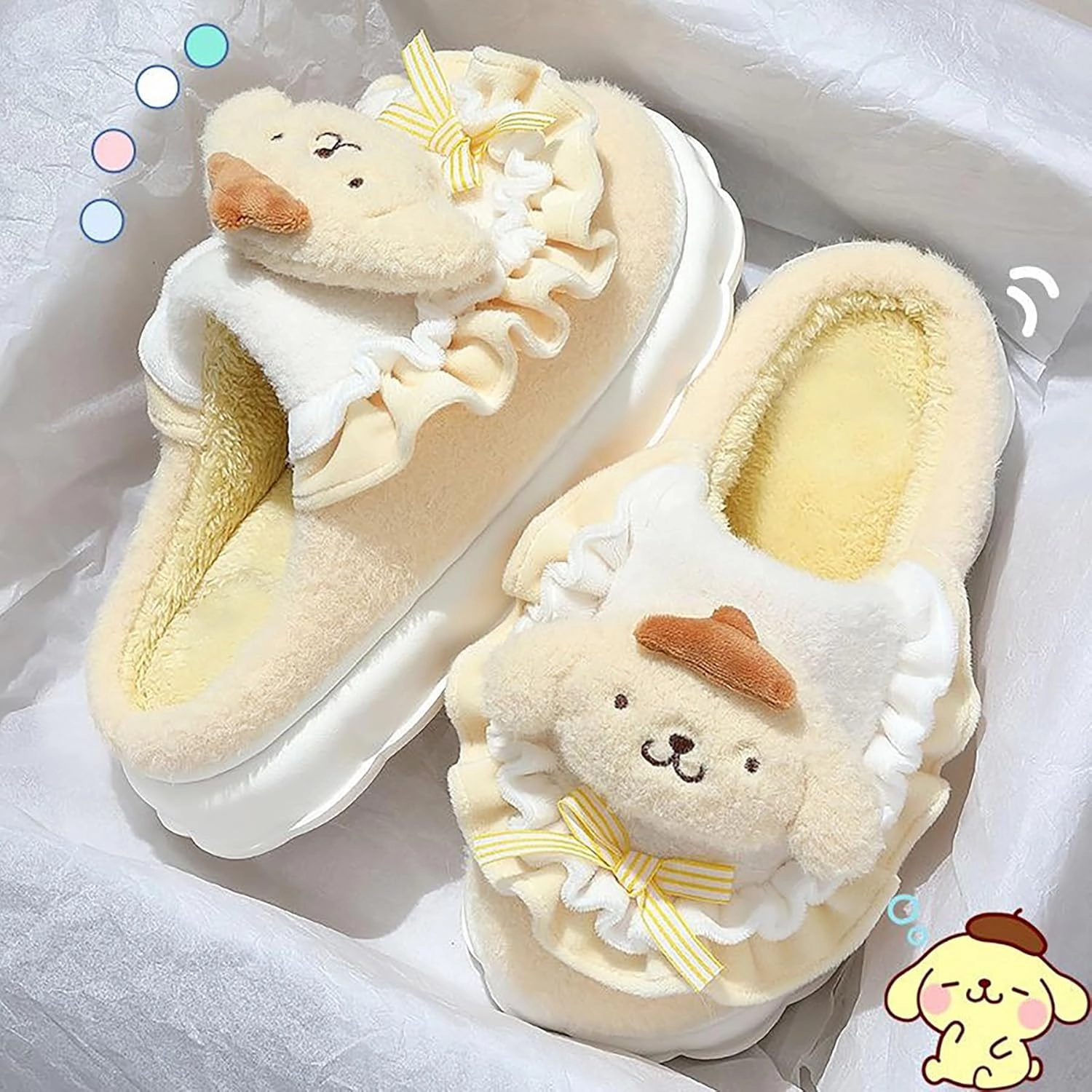 Kawaii Cotton Slippers - Cute Plush Women's Home Shoes